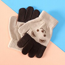 A children's gloves autumn and winter thin children's wool winter boys big children warm girls primary school students five fingers treasure