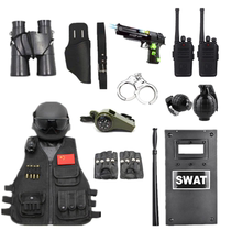Childrens electric sound and light toy gun small special police equipment boy tactical helmet vest shield baby pistol props
