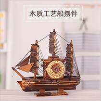 Wooden crafts ornaments music sailboat model antique props wooden boat student birthday gift ornaments