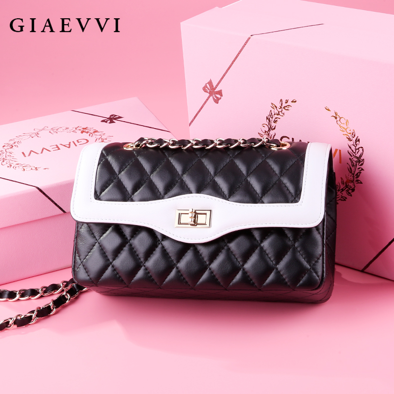 Leather handbags texture bag female 2018 new autumn and winter fashion small fragrance rhombic chain bag shoulder Messenger bag