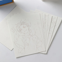 March bell line drawing Japanese manga boy boy character novice drawing line draft Fill-in coloring watercolor painting paper copy base draft