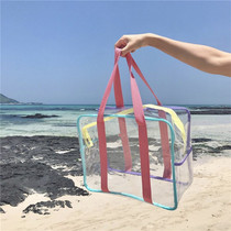 Korea ins transparent jelly bag large capacity handbag holiday travel beach bag swimming waterproof storage bag