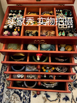 European-style female wooden jewelry box makeup box Jewelry storage box Jewelry box Princess jewelry storage box Korean earrings