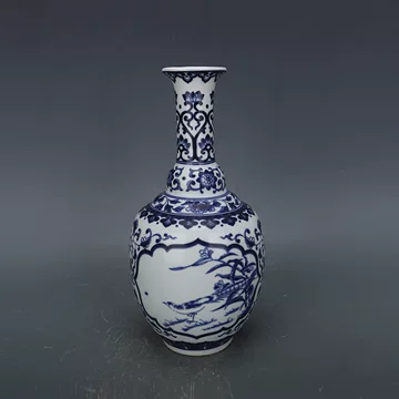 青花万華彩文花瓶 大清乾隆年製 528 大清乾隆青花花卉六菱瓶– [临渊阁