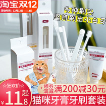 Japanese KOJIMA cat toothbrush toothpaste set edible anti-halitosis brushing pet tooth cleaning supplies