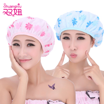 Shower cap waterproof adult womens three-in-one plus printing double baking hat hair mask bath shower cap Dry hair cap
