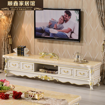 Eurostyle Marble TV Cabinet Living Room Tea Table TV Cabinet Combination Suit Solid Wood Carved TV cabinet ground cabinet