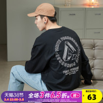 Don Lion 2022 Spring new Long sleeves T-shirt Male loose trend Nehitch behind a round collar blouses behind printed undershirt