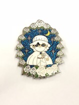 Imitation enamel glitter clear lacquer custom metal badge custom badge star cartoon character