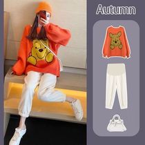 Pregnant women sweater dress autumn Net red suit Spring and Autumn New Tide hot mom loose fashion shirt two-piece set