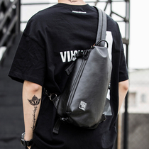 Leather trend chest bag mens tide brand Korean version of the casual one-shoulder messenger bag simple oblique back difference small bag mens bag