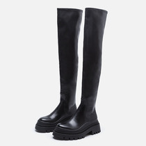 ZA knee boots female autumn and winter thick legs elastic boots small man Knight boots high tube thick soles slim long boots