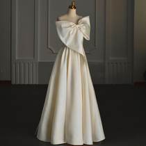 Evening dress female banquet temperament noble light luxury minority long host birthday art Test concert dress winter