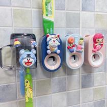 Punch-free toilet wall-mounted cartoon childrens toothbrush cup rack mouthwash Cup creative cute set