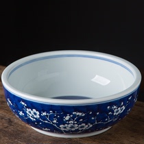 Jingdezhen ceramic basin Hand-painted blue and white porcelain kneading large thickened hair basin Household kitchen washing basin
