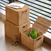 Kens storage box household large imitation Rattan woven basket Nordic style wardrobe grid cabinet storage basket sundries storage box