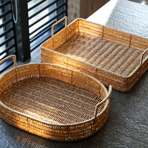 Kens European teacup storage tray plastic rattan living room fruit basket breadbasket basket kitchen utensils tray