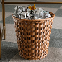 Kens garbage basket imitation vine woven kitchen household trash can round flower basket set without cover garbage frame simple large size