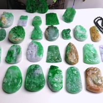 Emerald green landscape Jade Buddha Guan Gong Guanyin ring face safe buckle wishful pendant necklace male and female dragon brand