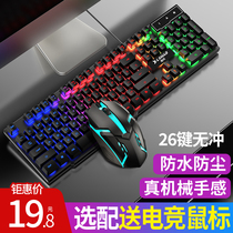 Wrangler true mechanical feel keyboard Desktop computer notebook game USB wired mouse keyboard Non-silent typing Internet cafe e-sports lol suit Cute girl dedicated office external