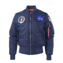 Autumn and winter thick black embroidery badge NASA space BOMBER JACKET men MA-1 BOMBER JACKET