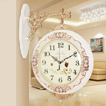 European double-sided wall clock living room silent clock modern simple pastoral creative two-sided hanging watch atmospheric home clock