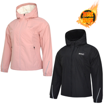 361 degree women's sports plus velvet jacket winter new outdoor hooded padded warm windbreaker coat 2601