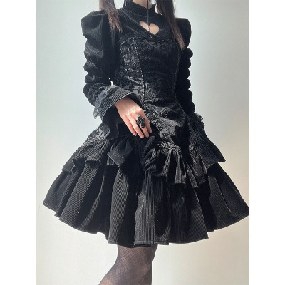 taobao agent Demi-season classic dress, Lolita style, long sleeve, Lolita OP