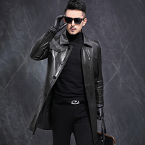 Real leather leather clothing male in the middle of the sea Ning turns the youth handsome and upscale goat leather jacket windcoat Jacket Tide Thin