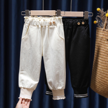 2022 new spring and autumn female baby beats bottom pants spring autumn outside wearing girl baby casual long pants children foreign air pants
