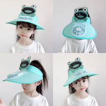 Personality summer childrens travel fan empty top hat Male and female baby travel big along sun visor sunscreen sun hat Cool hat