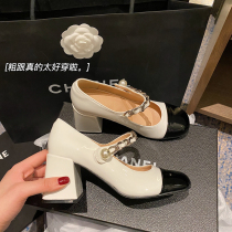 Online Red Shoes Children 2022 New Retro Mary Rare Shoes Fashion 100 Hitch Thick Heel Single Shoes Heightening slim womens shoes