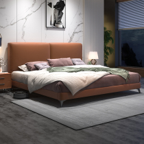 Bed light luxury bed modern minimalist zhen leather bed Italian minimalist 1 8 meters double master small storage hammock