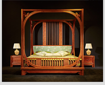 Mahogany new Chinese-style canopy bed hedgehog red sandalwood Burmese pear solid wood master bedroom four-post step double bed marriage bed