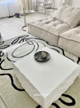 Collection Wood Chamber Objects Extremely Minimalist Limestone Super White Glass Dwarf Tea Table Trendy Mesh Red High Atmosphere Photo Props