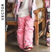 VECTOR childrens ski pants boys and girls windproof waterproof middle-aged children plus velvet warm ski pants snow village equipment