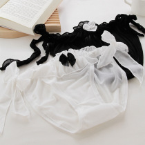 Two-dimensional Japanese pure maid net lace bow side strap lace-up girl student sexy underwear