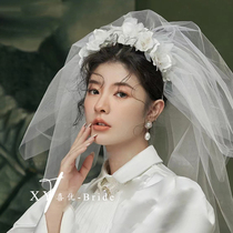 Xiyou handmade flower fairy hair hoop veil bridal temperament retro romantic French wedding dress photo studio accessories