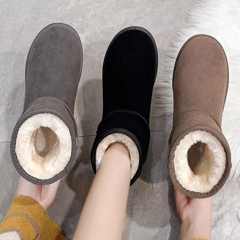 Snow boots women's short tube 2023 new winter snow cotton shoes with plush and thick bread shoes, anti slip and warm women's boots