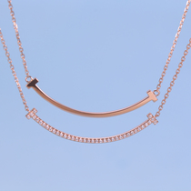 t Home smile necklace female 18K kitivni smiling face diamond real diamond rose gold gold gold full diamond pendant choker