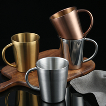 Double insulation 304 stainless steel water Cup household beer cup with handle milk coffee mug mug mug anti-fall