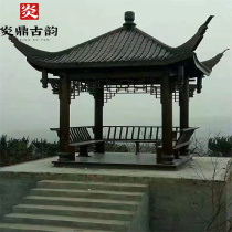 Solid Wood outdoor hexagonal four-corner pavilion anti-corrosion courtyard villa Pavilion ancient garden landscape decoration wooden house corridor