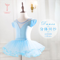 Childrens dance costume practice dress girls short sleeve summer ballet costume Chinese dance dance skirt split autumn and winter