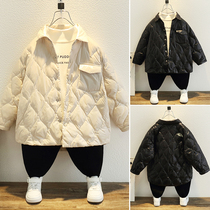 Children boys down jacket 90 suede 2021 winter dress new foreign air CUHK Tong Han version Light and thin jacket warm jacket