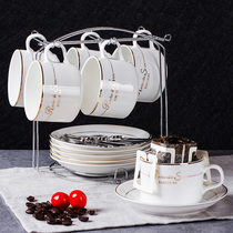 Coffee memory European ceramic cup Coffee cup set Simple coffee cup 6-piece set of household small luxury coffee cup dish spoon