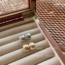 Meet again handmade semicircular brushed peas minimalist frosted matte high-quality temperament earrings ear clips
