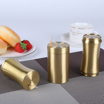 Pure copper toothpick cylinder toothpick box home high-grade portable simple creative high-end restaurant thread environmental protection toothpick barrel