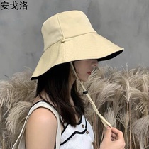 Pure color fisherman hat womens tennis red Korean version Chaochew sunscreen sunscreen Anti-UV sun hat Double face all the time