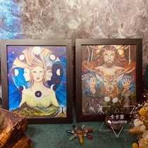 Father God mother God triple moon goddess goddess of wealth solid wood photo frame photo hanging portrait