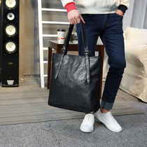 Counter new leather Hand bag men Korean shoulder bag Europe and America simple casual shoulder bag tide men briefcase big bag